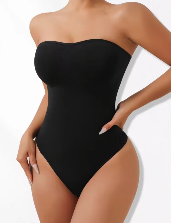 Women’s Strapless Thong Shapewear Bodysuit with Non-Slip Silicone Waist & Curve Shaping